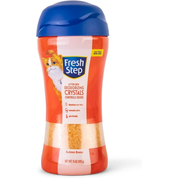 Fresh Step Cat Litter Crystals In summer Breeze Scent | Cat Litter Box Deodorizer which Combats Odors and Neutralizes Smells to Keep Your Home Clean, 15 Ounces