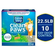 Fresh Step Clean Paws Cat Litter, Low-Tracking Clumping Litter With Febreze and Gain, 22.5 lbs (2 Box)