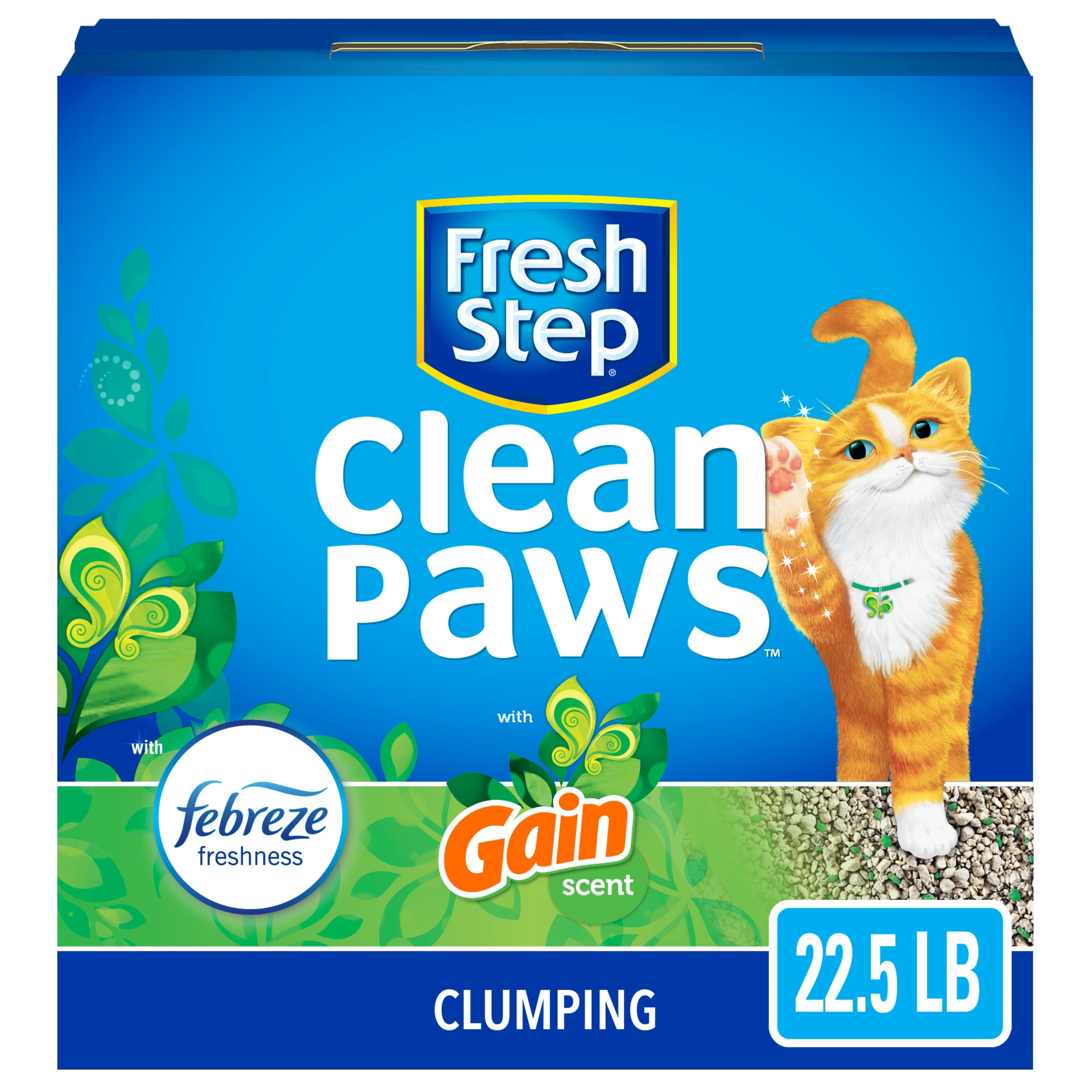 https://i5.walmartimages.com/seo/Fresh-Step-Clean-Paws-Cat-Litter-Low-Tracking-Clumping-Litter-With-Febreze-and-Gain-22-5-lbs_9e9264a6-119d-4e62-82db-18d455560ed2.d4bbd1b30acf2644bd27f290be1eee38.jpeg