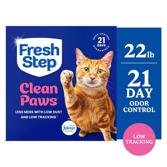 Fresh Step Clean Paws Multi-Cat Clumping Cat Litter, Febreze Freshness Scent, 22 lb Box