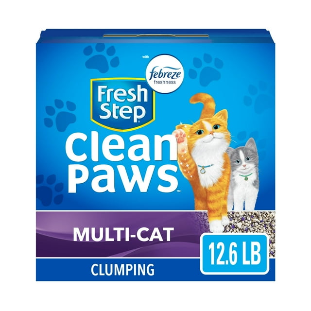 Fresh Step Clean Paws MultiCat Scented Litter with Febreze, Clumping