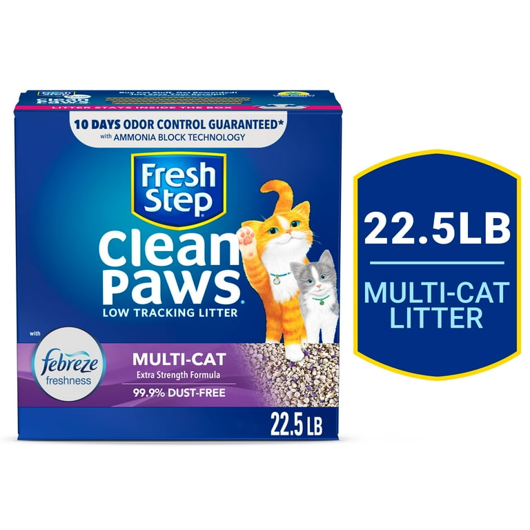 Fresh Step Clean Paws Multi Cat Scented Clumping Litter with the Power of Febreze 22.5 lbs