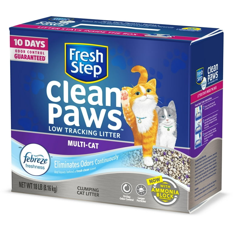 Fresh Step Clean Paws Multi Cat Scented Litter with the Power of Febreze Clumping Cat Litter 18 lbs