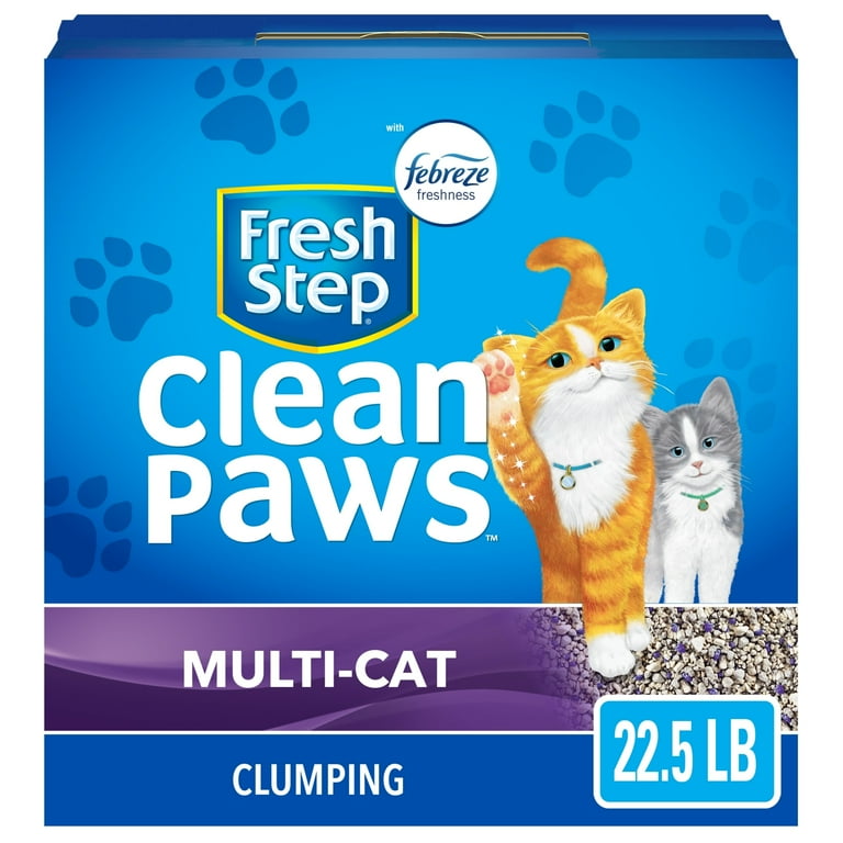 Fresh Step Clean Paws Multi-Cat Scented Clumping Litter with the Power of  Febreze, 22.5 lbs