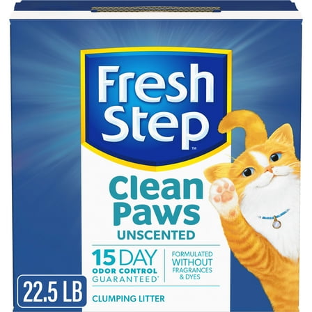 Fresh Step Clean Paws Unscented Clumping Cat Litter, 22.5 lbs