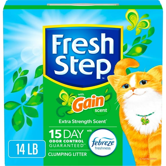 Fresh Step Clumping Cat Litter with Febreze Gain Scent, Long Lasting Odor Control Kitty Litter with Activated Charcoal, Low Dust Formula, 14 lb ALT1