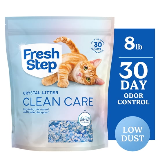 Fresh Step Clean Care Crystal Cat Litter, Febreze Freshness Scent, 8 lb Bag