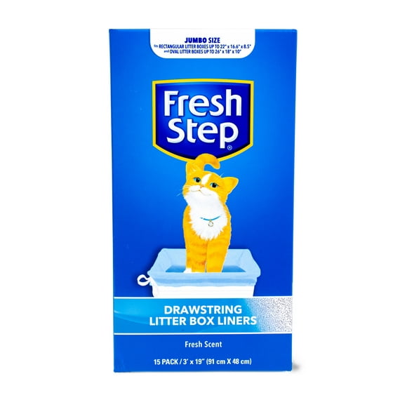 Fresh Step Drawstring Litter Box Liners Scented, Jumbo Size, 36" x 19" - 15 Count
