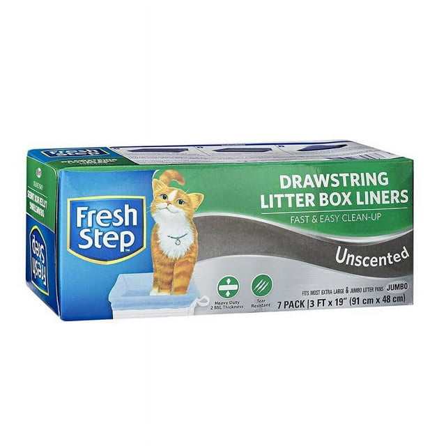 Fresh Step Drawstring Litter Box Liners Unscented, Jumbo Size, 36" x 19" 7 Count