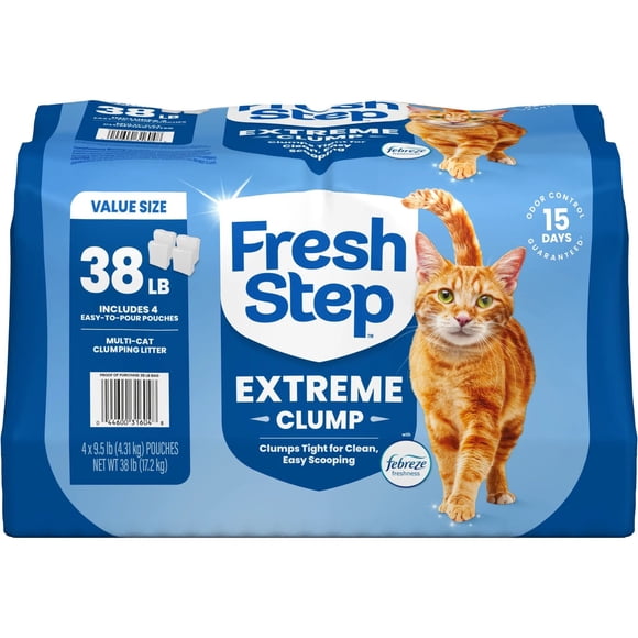 Fresh Step Extreme Scented Clumping Cat Litter with Febreze, Mountain Spring, 38 lbs