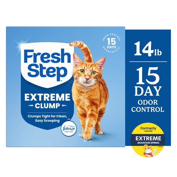 Fresh Step Extreme Clumping Multi Cat Clumping Litter with Febreze Freshness, Mountain Spring Scent, 14 lb