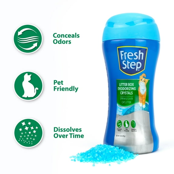 Fresh Step Cat Litter Box Deodorizing Crystals, Fresh Scent 15 oz