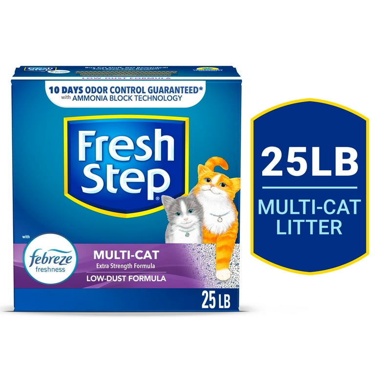 Fresh Step Multi Cat Extra Strength Clumping Cat Litter with Febreze 25 lbs