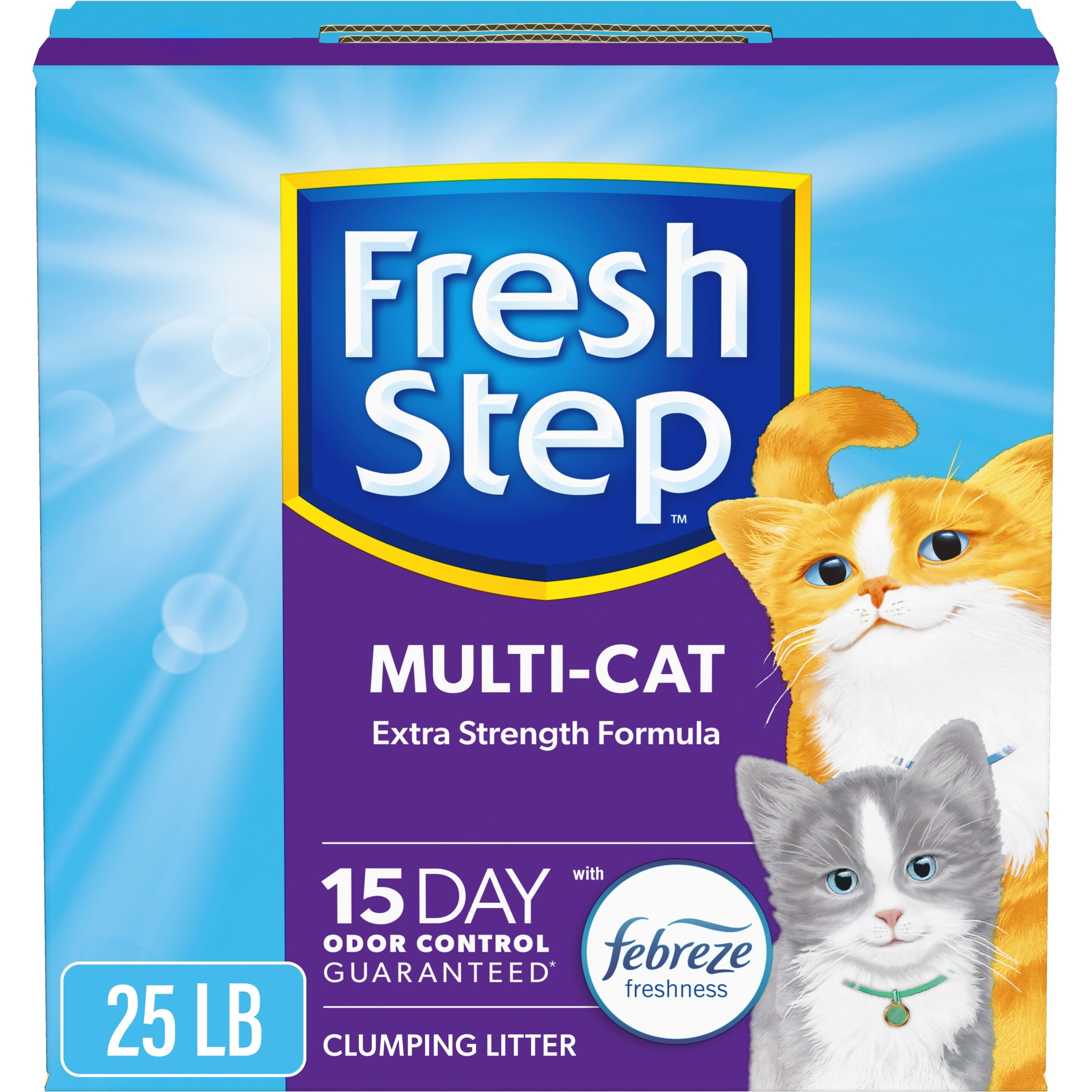 Fresh Step Multi-Cat Extra Strength Clumping Cat Litter with Febreze, 25 lbs