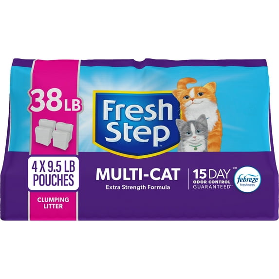 Fresh Step Multi-Cat Scented Clumping Cat Litter with the Power of Febreze, 38 lbs