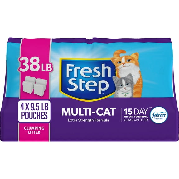 Fresh Step Multi-Cat Scented Clumping Cat Litter with the Power of Febreze, 38 lbs