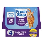 Fresh Step Odor Shield Multi-Cat Clumping Cat Litter, Febreze Freshness Scent, 38 lb, Easy Pour Pouches (4 Pack)