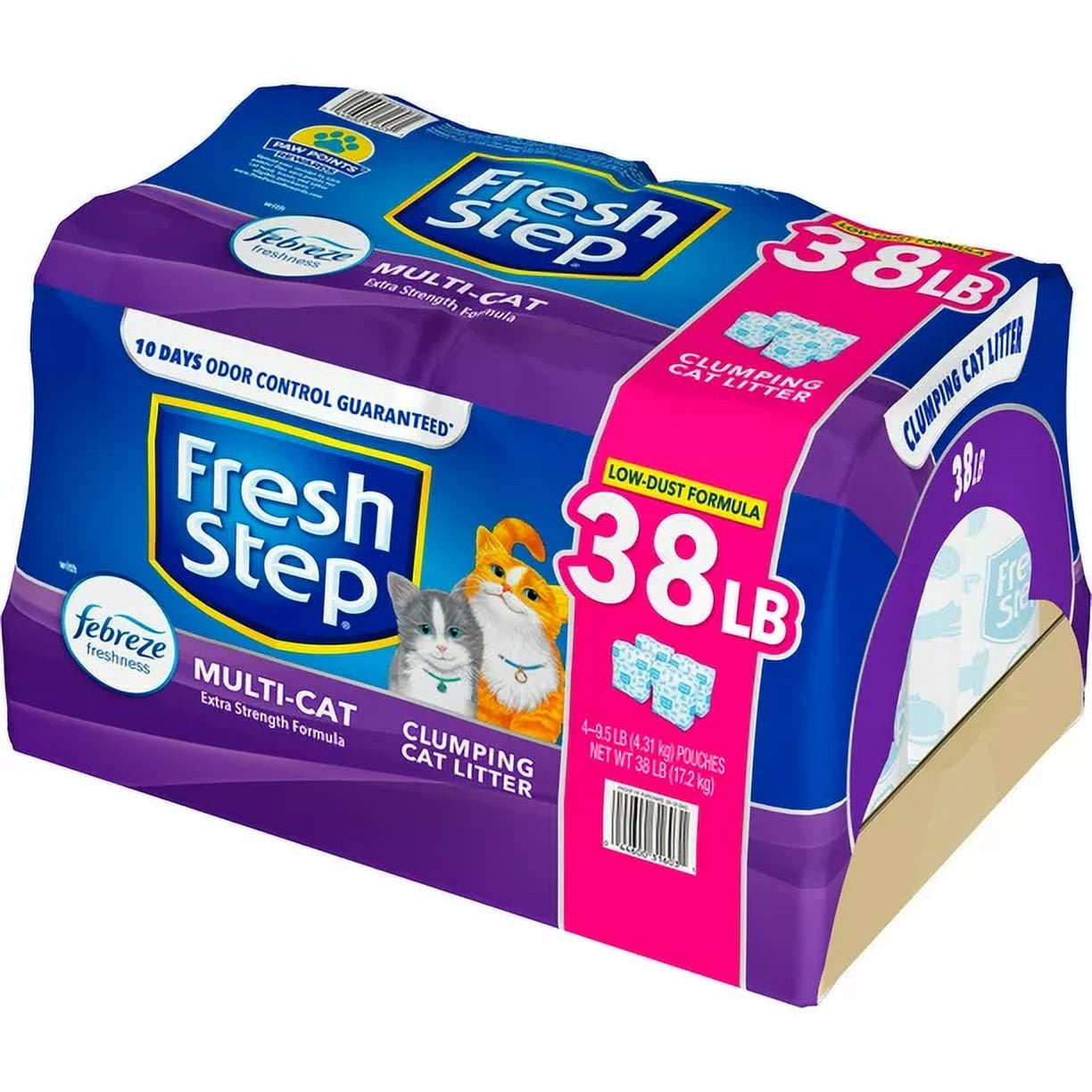 Fresh Step Multi-Cat Scented Litter with Febreze, Clumping Cat Litter, 38 lb
