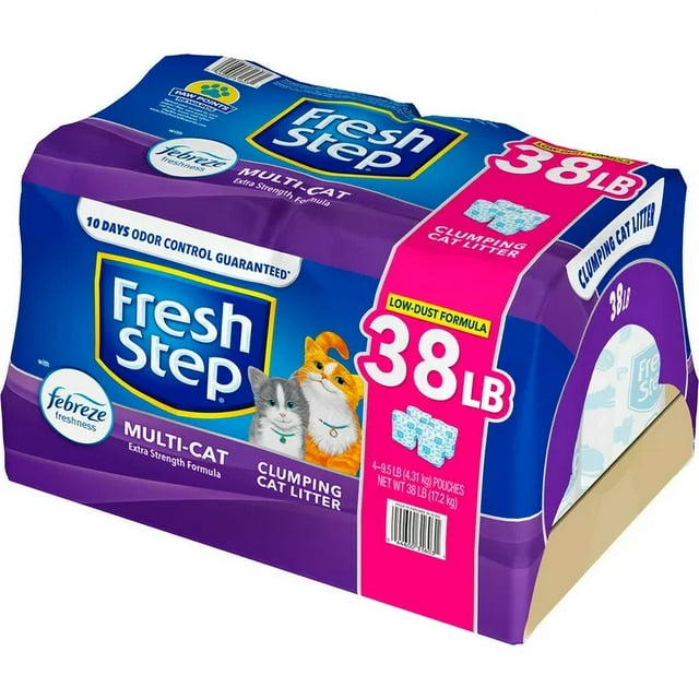 Fresh Step MultiCat Scented Litter with Febreze, Clumping Cat Litter, 38 lb