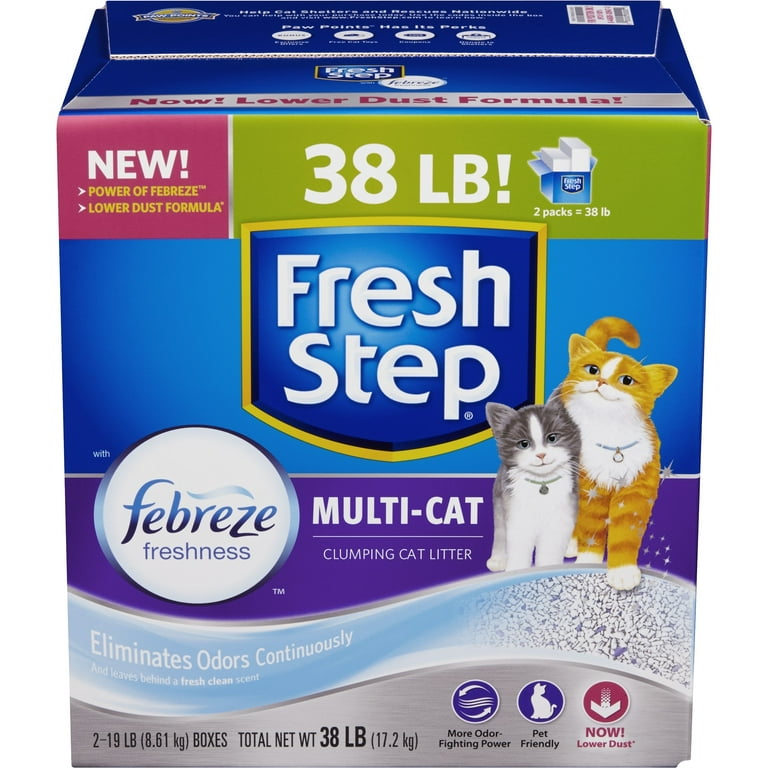 Fresh Step Clean Paws Multi-Cat Scented Clumping Cat Litter with the Power  of Febreze, 22.5 Pounds