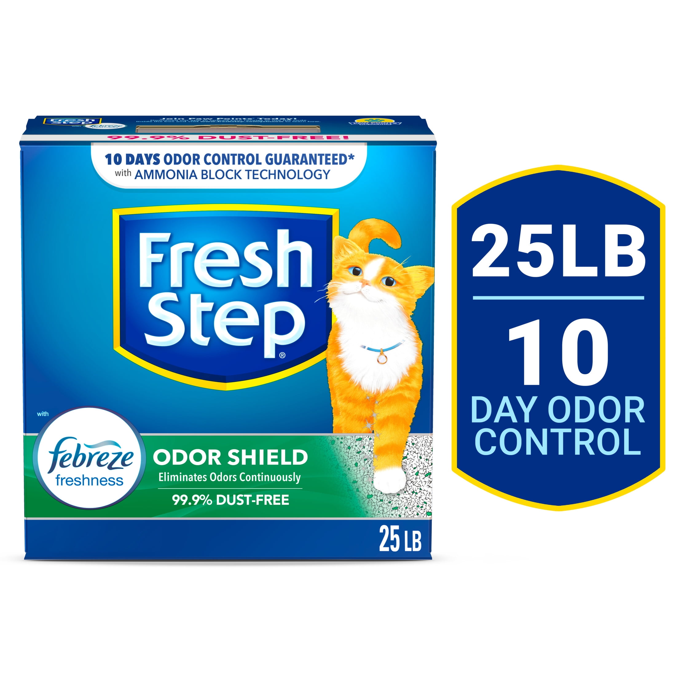 Fresh Step Odor Shield Scented Clumping Cat Litter with the Power of Febreze 25 lbs