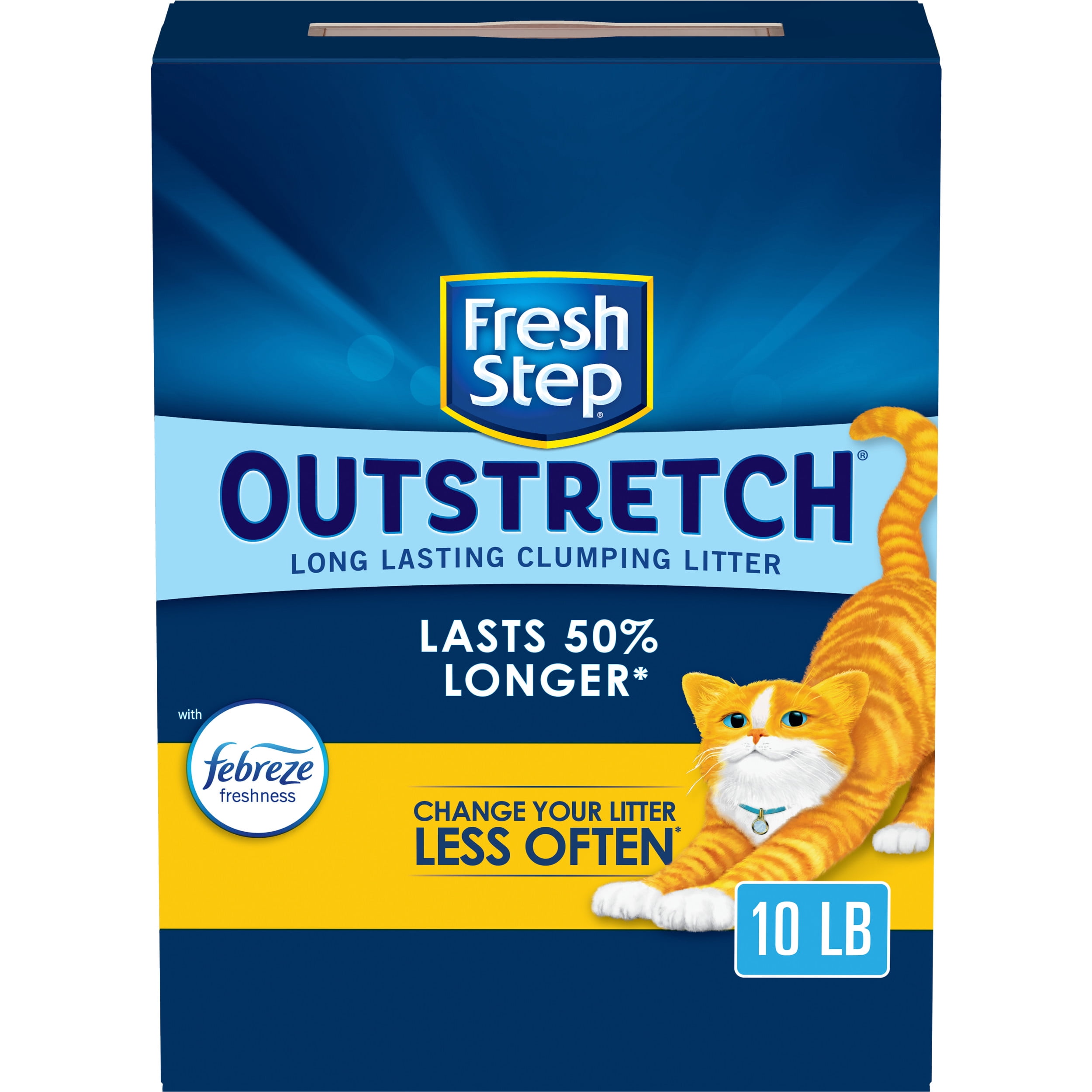 Fresh Step Outstretch Long Lasting Concentrated Litter with Febreze, Clumping Cat Litter, 10 lb