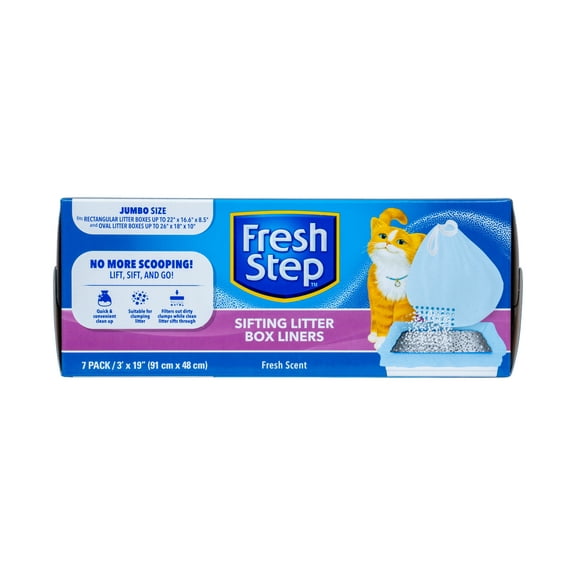 Fresh Step Sifting Litter Box Liners With Drawstring, Scented, Jumbo Size, 36 x 19 Inches