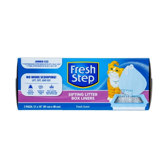 Fresh Step Sifting Litter Box Liners With Drawstring, Scented, Jumbo Size, 36 x 19 Inches