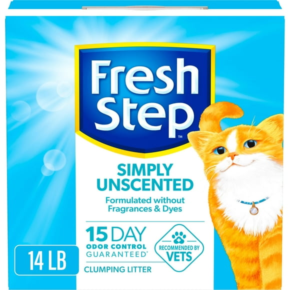 Fresh Step Simply Unscented Clumping Litter, Fresh Step Unscented Cat Litter With Activated Charcoal Technology, 14 lb. Box C43