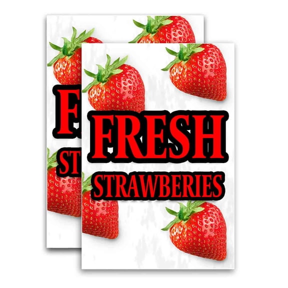 Fresh Strawberries (24" X 36") Vinyl Decal Only (Pack of 2) |Sign|Sticker|Poster