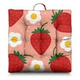 thumbnail image 1 of Fresh Strawberry Cushion&nbsp;– 22x22 Inch Large Floor Pillow, Dutch Velvet, Sweet Red Berry Print for Meditation, Yoga & Balcony Seating, 1 of 6