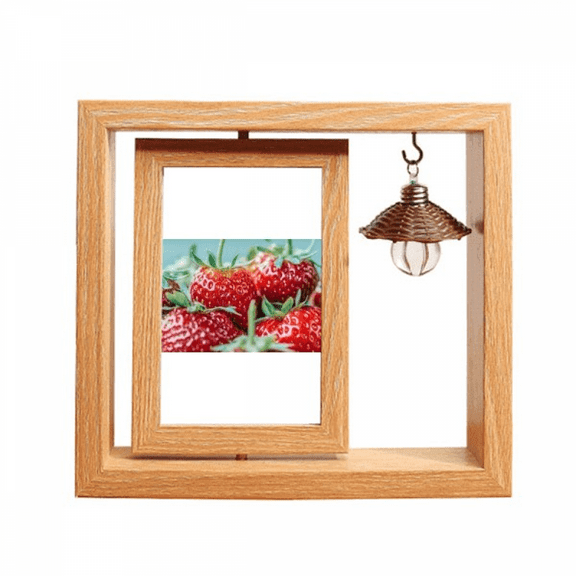 Fresh Strawberry Picture Nature Photograph Wooden Rotating Picture Photo Frame 4x6
