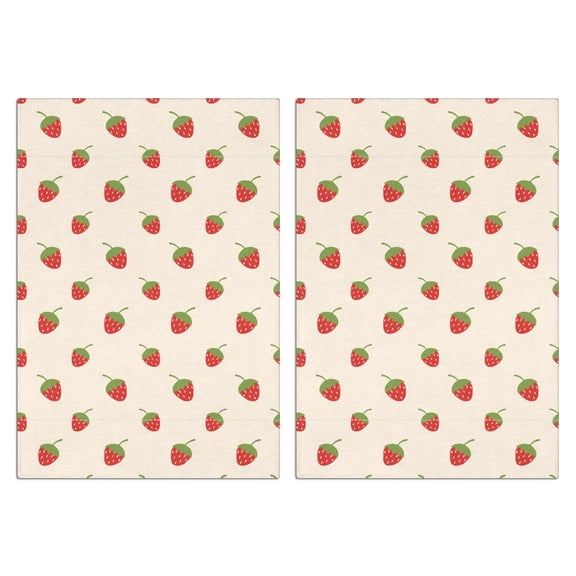 Fresh Strawberry Print Kitchen Towels Set of 2, Super Absorbent Dish Drying Cloths - Cute Fruit Pattern Towels for Baking, Cooking and Country Kitchen