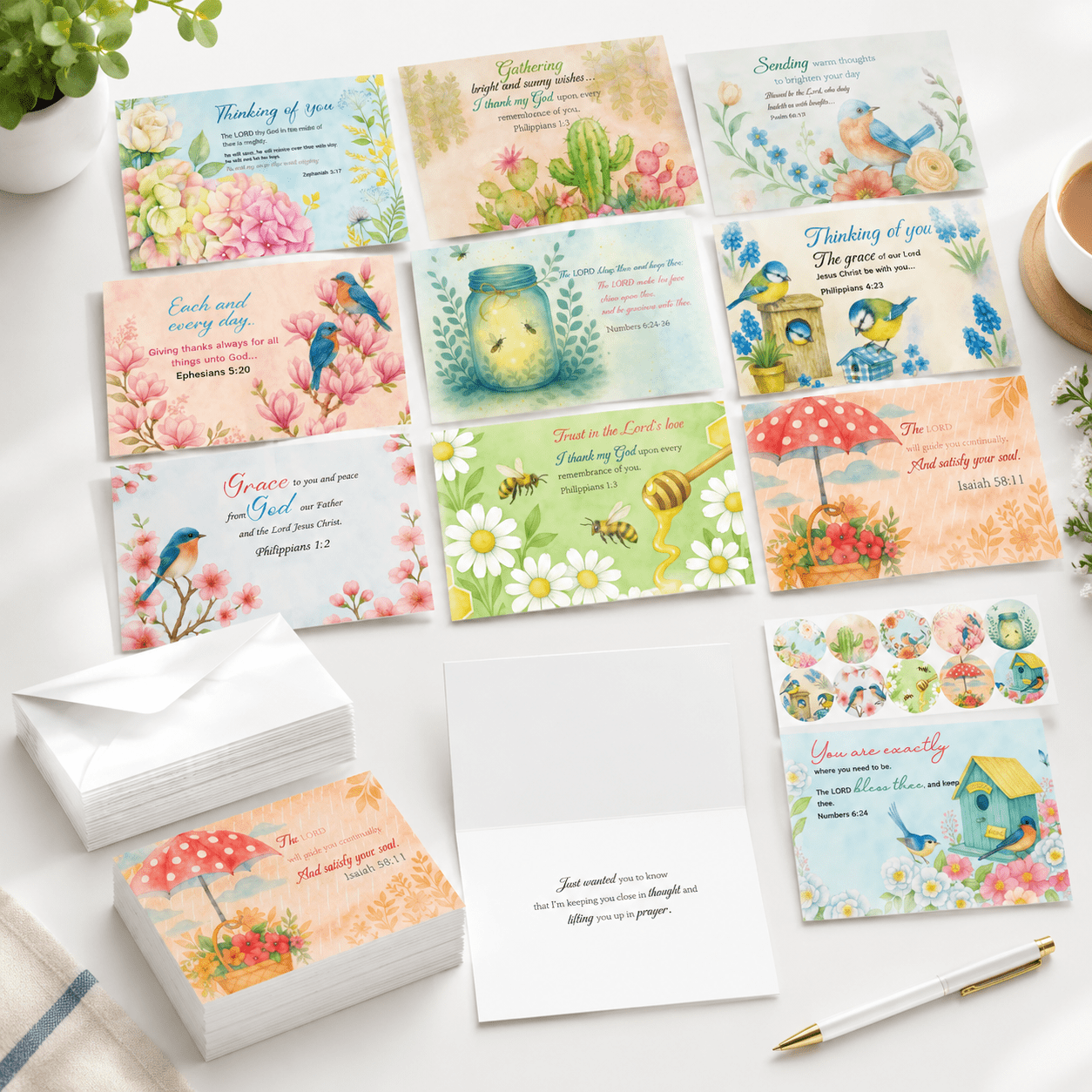 Fresh Style 50-Pack Religious Thinking Of You Greeting Cards With ...