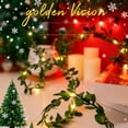 thumbnail image 1 of Fresh Style Christmas LED Golden Cloth Leaf Rattan Lights String - For Tree, Mantel, Wreath, Warm Golden Glow, Adds Luxe Festive Vibe, Durable & Easy To Use, 118.1in/300cm, Green, 1 of 9