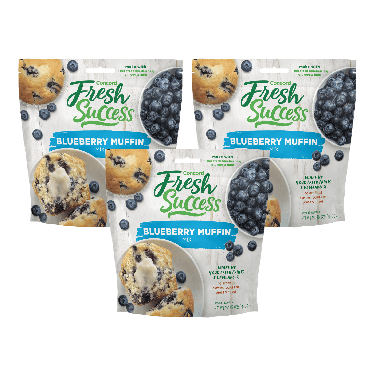 blueberry mafinページ Fresh Success Blueberry Muffin Mix, 15.1 oz (Pack of 3