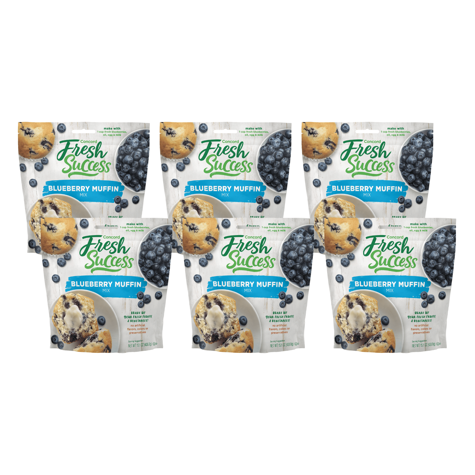 Fresh Success Blueberry Muffin Mix, 15.1 oz (Pack of 6)