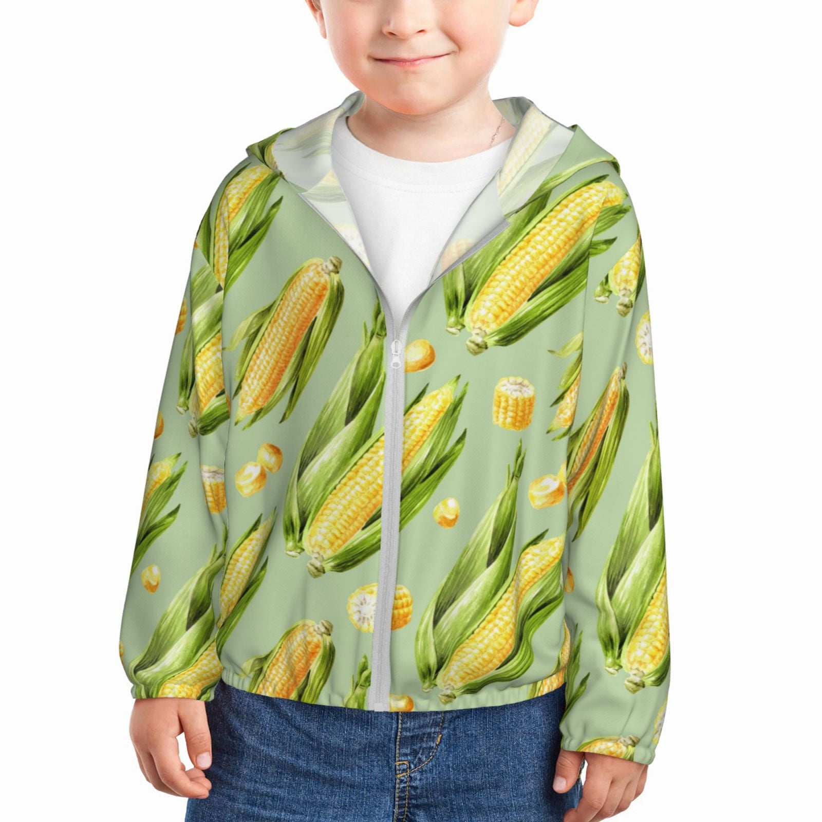 Fresh Sweet Corn Sun Protection Clothing Zip Up Hoodie Lightweight ...