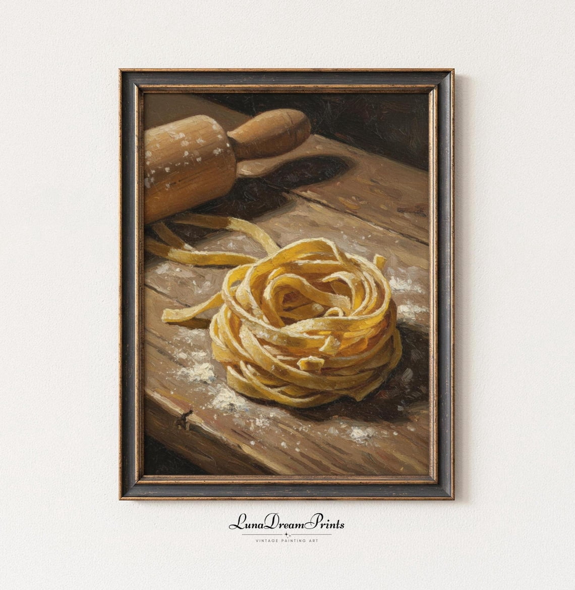 Noodle Making Rustic Fresh Tagliatelle Pasta Wall Art Print, Rustic Italian Kitchen Food ...