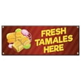 thumbnail image 1 of Fresh Tamales Here | 48" X 120" Banner | Concession Stand Food Truck Single Sided With Grommets | Made in The USA, 1 of 4