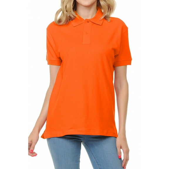 Fresh Tees Women's Basico Cotton Short Sleeve Polos, (Women's & Women's Plus)
