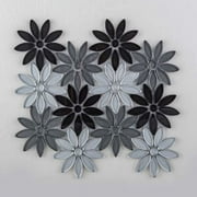 Andova Tiles Gray/White Glass + Stone Mosaic Tiles, for Shower Pool