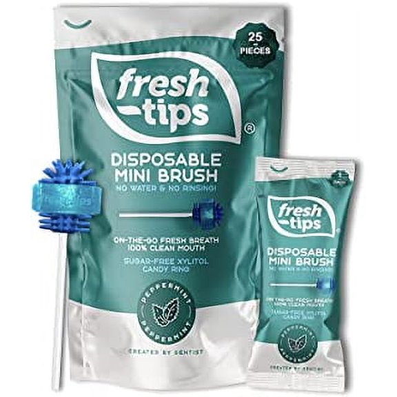 Fresh-Tips Mini Disposable Travel Toothbrush | Individually Wrapped | 25 Pack | Peppermint w/Xylitol | Next Generation Oral Care
