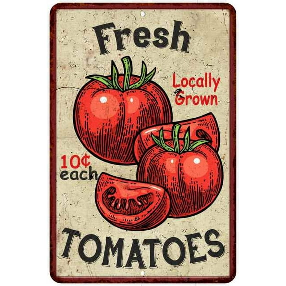 Fresh Tomatoes Kitchen Vintage Look Chic 16 x 24 Matte Finish Metal 116240020065