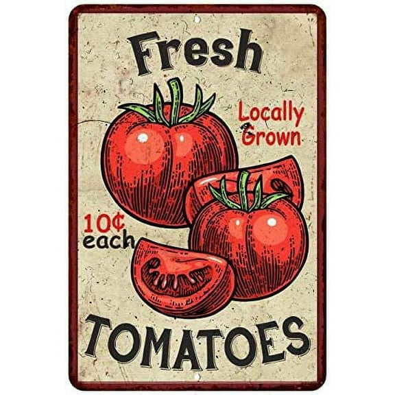 Fresh Tomatoes Kitchen Vintage Look Chic 8 x 12 High Gloss Metal 208120020065