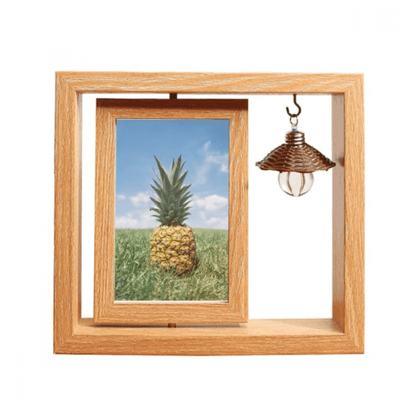 Fresh Tropical Fruit PineFruit Picture Wooden Rotating Picture Photo Frame 4x6
