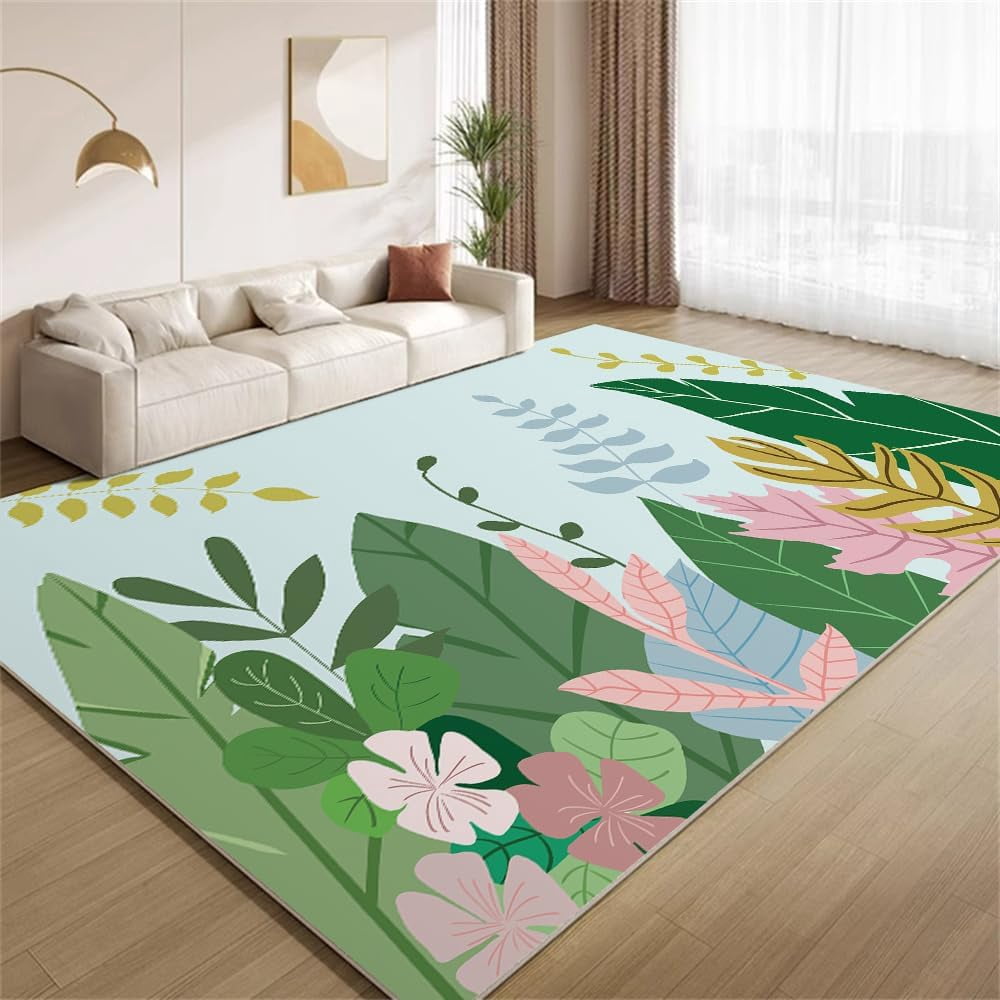 Plant Rug Fresh Tropical Plants Rug 5x6ft Area Rugs Modern Botanical Art Rugs ...
