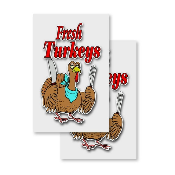 Fresh Turkeys (2-PACK) 24" x 36" Vinyl Decals | Sign Insert Peel & Stick Decals Stickers Window Signs