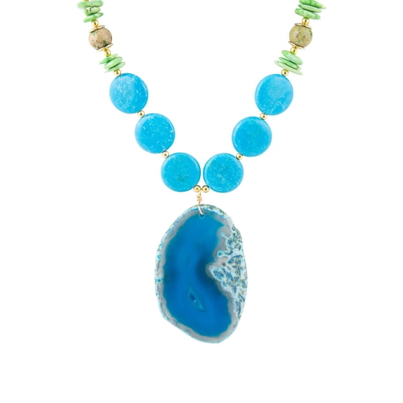 Fresh Twist Lime and Blue Agate Pendant Necklace