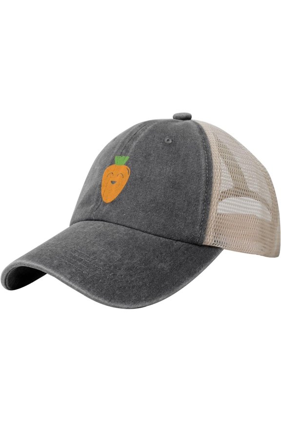 Fresh Vegetables Carrots Mesh Hat for Men Women Washed Cotton Soft Mesh Dad Hats Black Trendy Baseball Cap